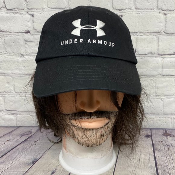 UNDER ARMOUR UA Dad Hat Women's Cap Strap Back Black OSFA Stretch Embroidered - Picture 1 of 12